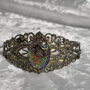 Aurora borealis look cuff filigree bracelet  1.1748